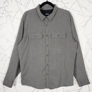 Prana Gray Checks Stretch Garvan Breathable Long Sleeve Shirt